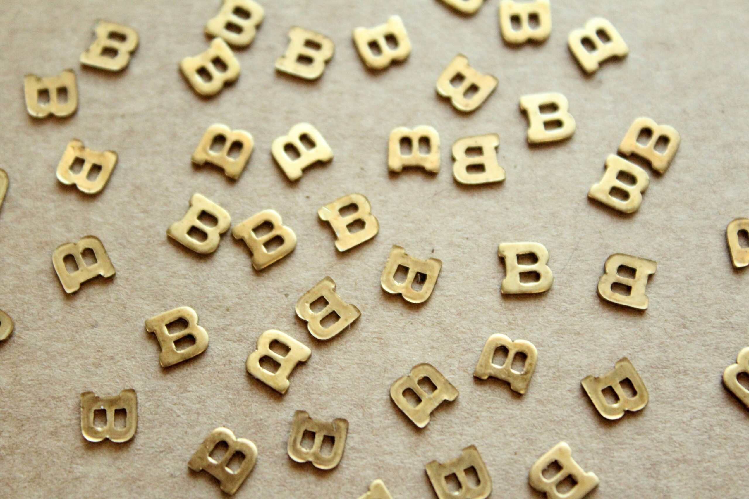 6 pc. Tiny Raw Brass Letter B Stampings - 5.5mm by 5.5mm - made in USA | RB-1170