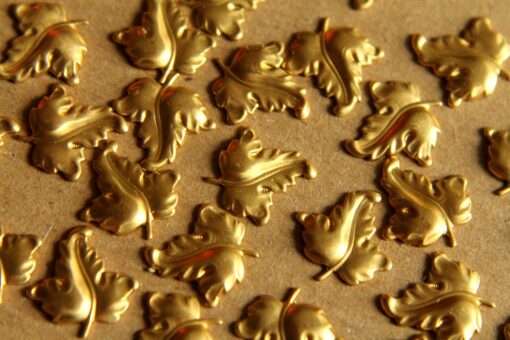 10 pc. Raw Brass Autumn Leaves: 14mm by 13mm - made in USA | RB-092