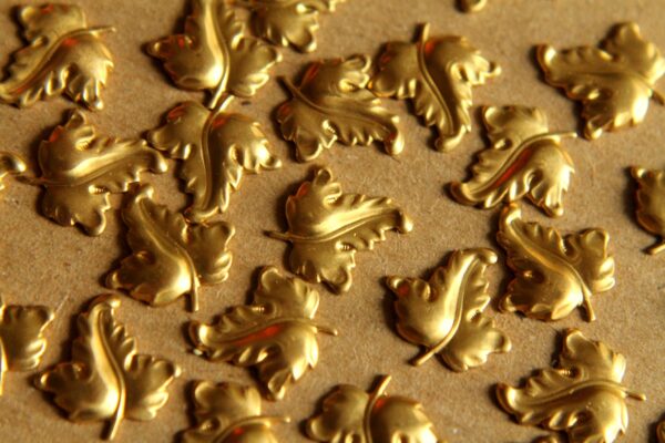 10 pc. Raw Brass Autumn Leaves: 14mm by 13mm - made in USA | RB-092
