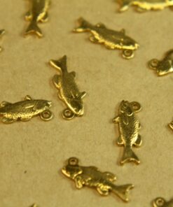 2 pc. Small Raw Brass Bass Fish Charms: 15.5mm by 7mm - made in USA | RB-388