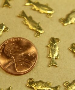 2 pc. Small Raw Brass Bass Fish Charms: 15.5mm by 7mm - made in USA | RB-388