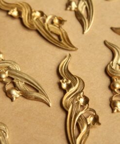 2 pc. Raw Brass Lily of the Valley Stampings: 55mm by 15mm - made in USA | RB-805