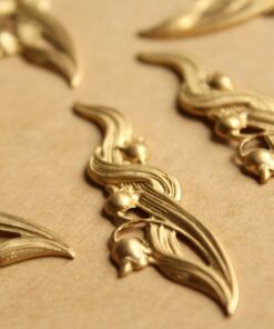 2 pc. Raw Brass Lily of the Valley Stampings: 55mm by 15mm - made in USA | RB-805