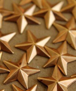 2 pc. Raw Brass Barn Stars: 12mm by 12mm - made in USA | RB-101