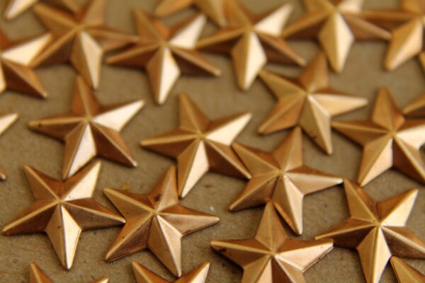 2 pc. Raw Brass Barn Stars: 12mm by 12mm - made in USA | RB-101