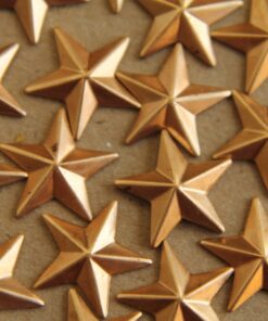 2 pc. Raw Brass Barn Stars: 12mm by 12mm - made in USA | RB-101