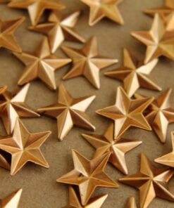 2 pc. Raw Brass Barn Stars: 12mm by 12mm - made in USA | RB-101