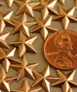 2 pc. Raw Brass Barn Stars: 12mm by 12mm - made in USA | RB-101